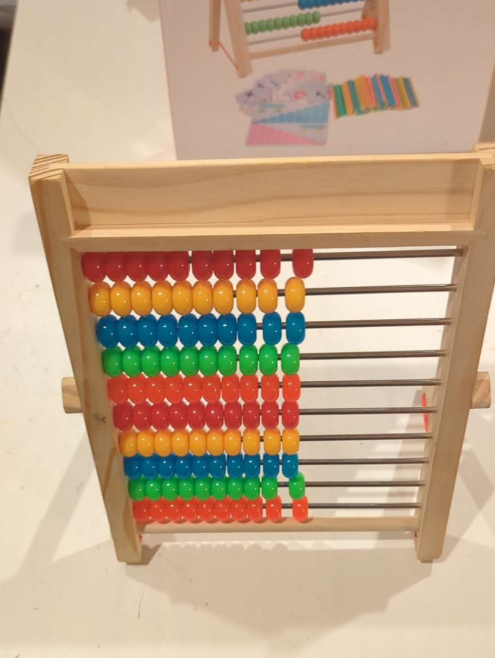 Desktop Wooden Kids Abacus with Multicolor Beads - Educational Toy